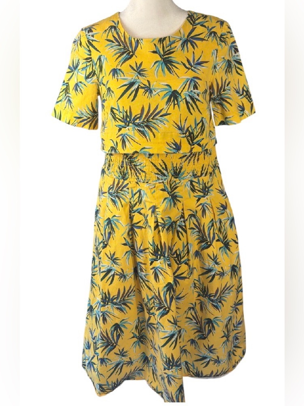 Autumn Adeigbo Lottie Yellow Jungle Print Cotton Dress Size 4
